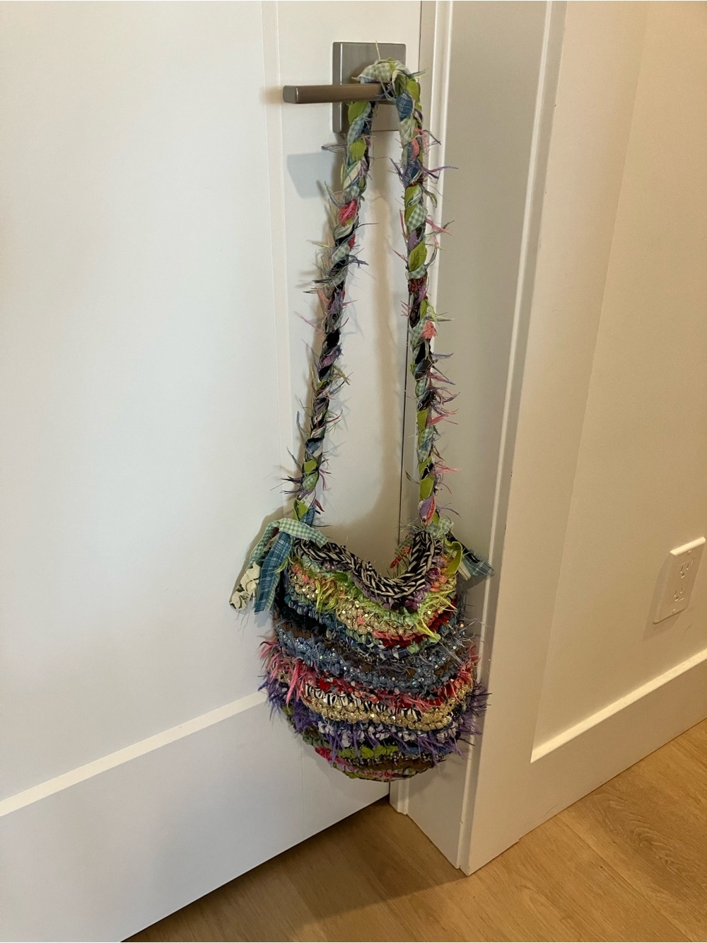 Boho Hippie Handmade Multi-Color Rag Fabric Shoulder Bag